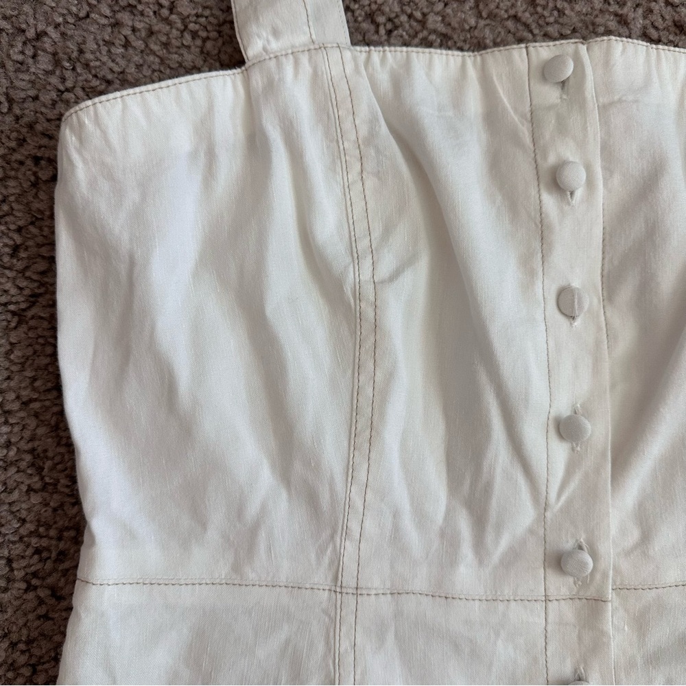 Theory Womens 4 Kayleigh Linen Blend White Button Front Mini Dress - Picture 9 of 16
